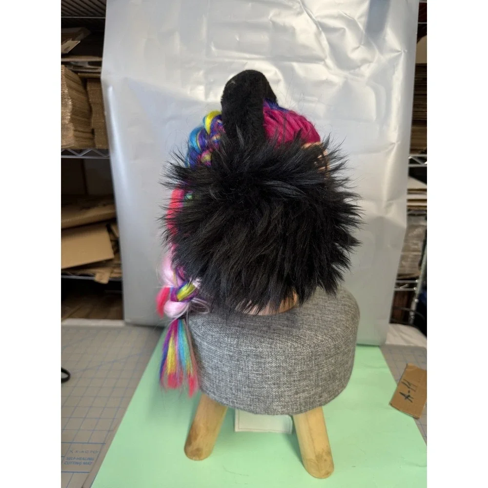 Burberry Black Faux‎ Fur Ear Warmers Headband Rainbow Hair Accents